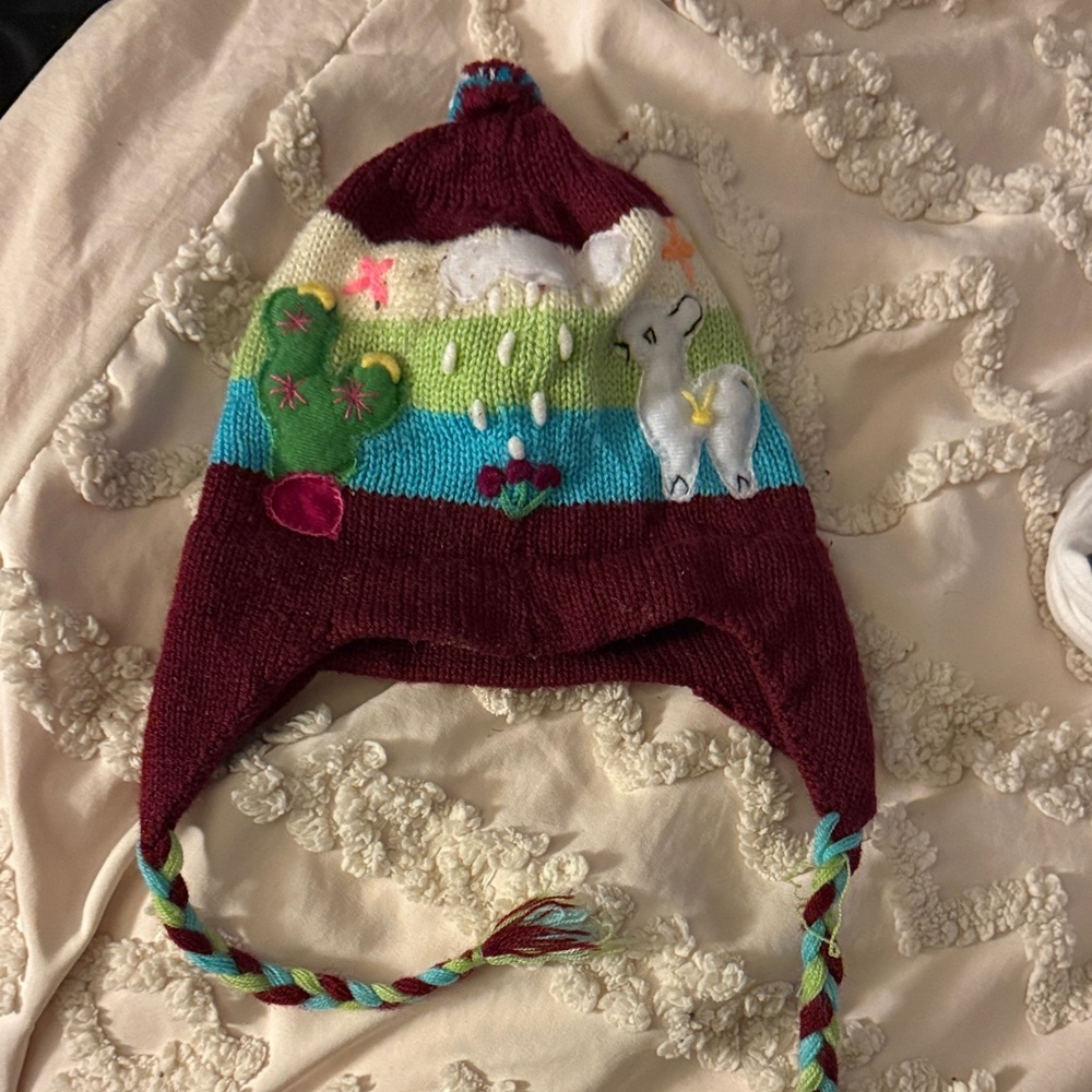 Hand Crafted Multicolor Kids Hat with Earflaps